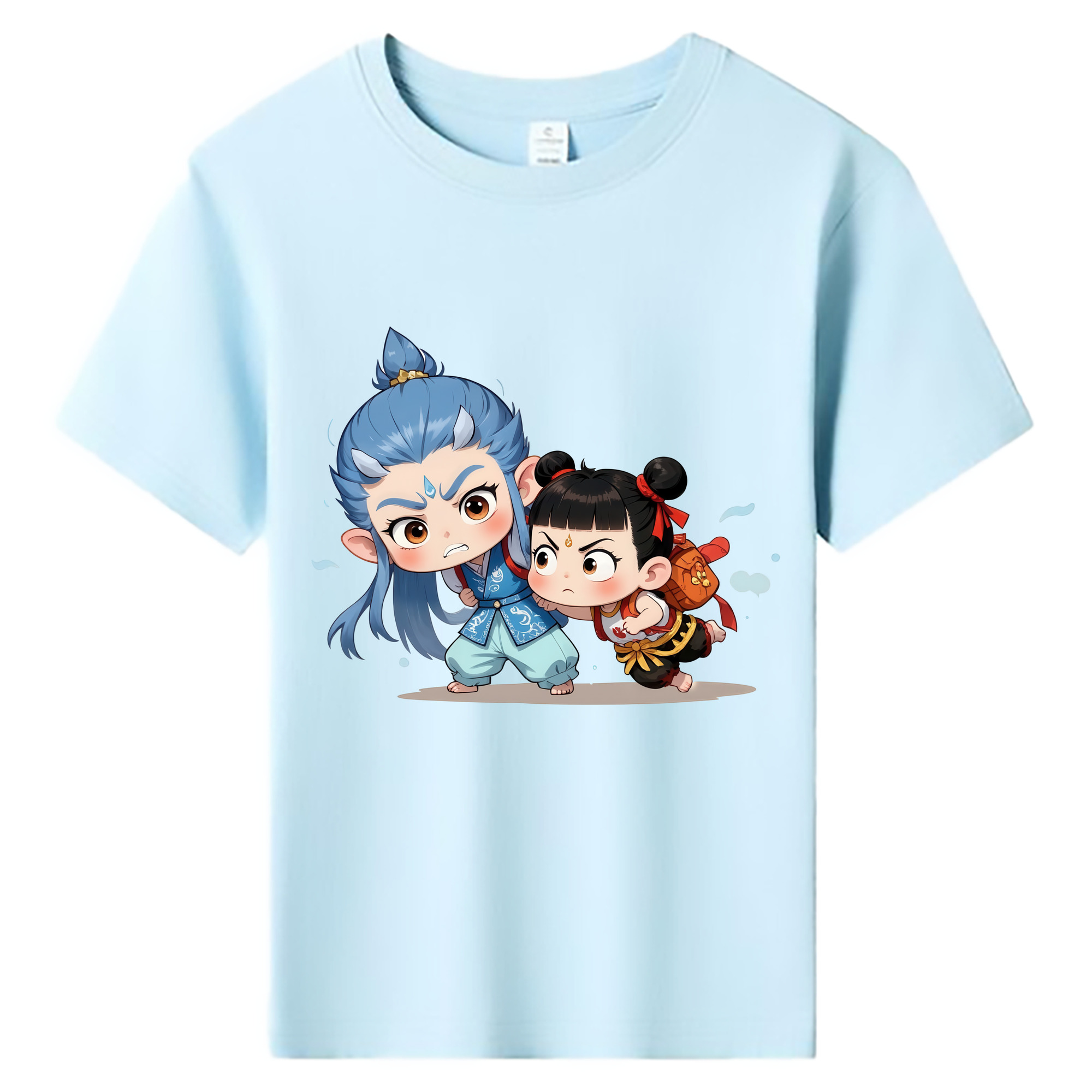 （画像用） Ne Zha 2 ナタ 魔童の大暴れ 綿100％キッズTシャツ（フロントプリント）